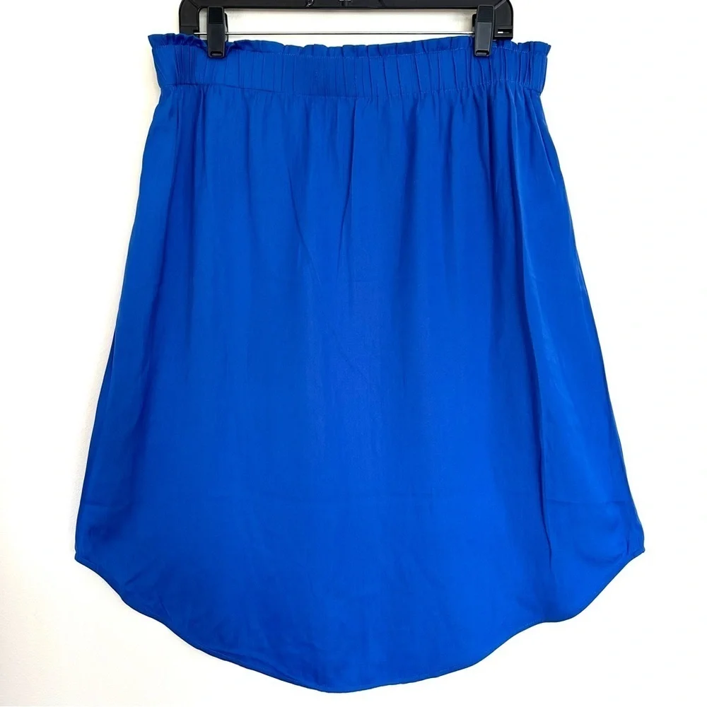 Loft Bright Blue Rounded Hemline Midi Skirt Size Large - Picture 4 of 6